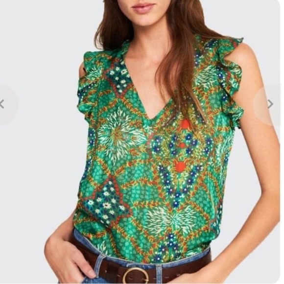 ba&sh Haby Metallic Accent Reversible Top in Green size S - Picture 1 of 12